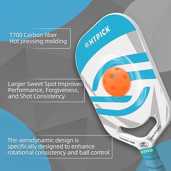 Pickleball Paddles | T700 Carbon Fiber Pickleball Paddle with Aero Throat | Hot-Press Moulding | 16mm Polymer Core | Specifically Engineered for Swing Speed and Manoeuvrability