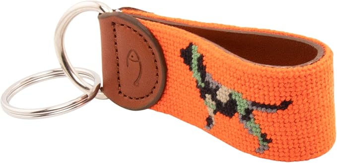 Leather Hand-Stitched Needlepoint Key Fob or Key Chain