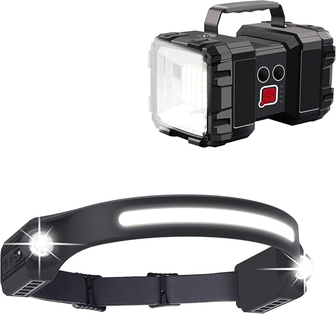 AlpsWolf Rechargeable Flashlight and 2 Pack Headlamp