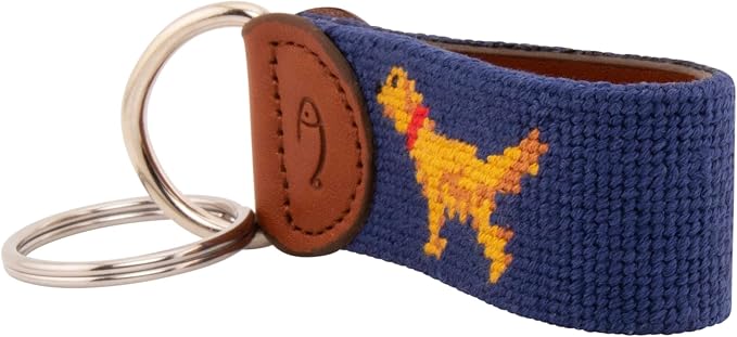Leather Hand-Stitched Needlepoint Key Fob or Key Chain