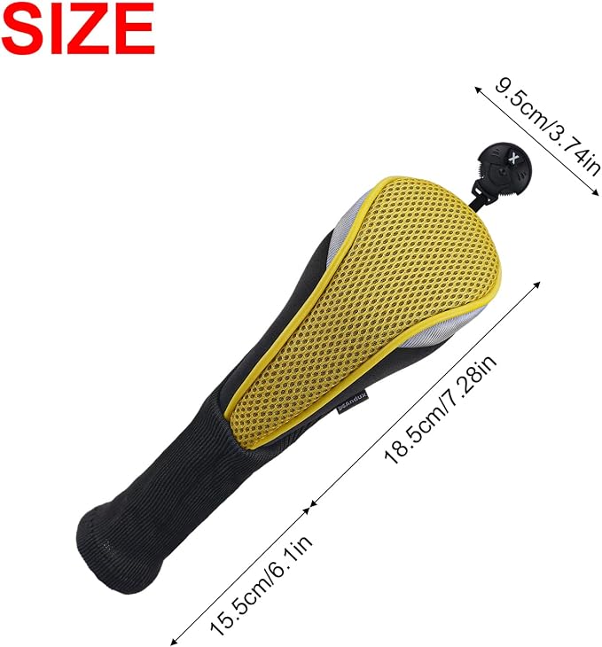 Andux 4pcs Long Neck Golf Hybrid Club Head Covers Dial No. Tag CTMT-02 | Mesh Breathable material | all the Same Size | Coloured Piping | Pull-On Closure