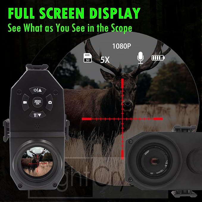 Megaorei M4A M4C 1080p HD Hunting Digital Infrared Night Vision for Scope Monocular Attachment Camcorder with Built-in 850nm Infrared IR Flashlight (with 32G MicroSD Card, Without Battery)