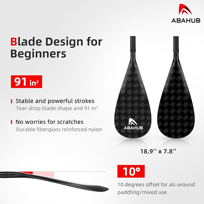 Abahub 3-Piece Stand up Paddles, Lightweight Paddleboard Paddle Oars for Paddleboard, Adjustable Aluminum Alloy Shaft 68" - 84"