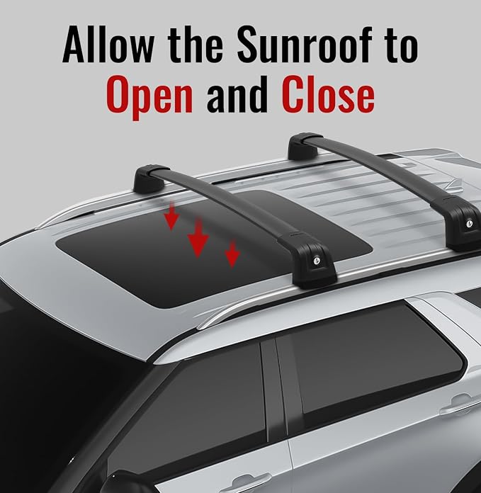 Roof Rack Cross Bars Compatible with Ford Explorer 2020-2026 with Lock, Aluminum 300lbs Heavy Duty Roof Rails Crossbars for Rooftop Cargo Carrier Luggage Kayak Canoe Bike Snowboard