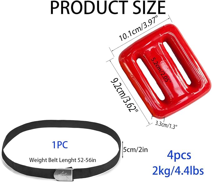 Dive Weights for Scuba Diving Weight Belt(1lb-4.4lb / 0.5kg-2kg),Vinyl Scuba Weights, Coated Dive Weights,Coated Lead Diving Weights, Dive Belt Weights for Freediving, Spearfishing
