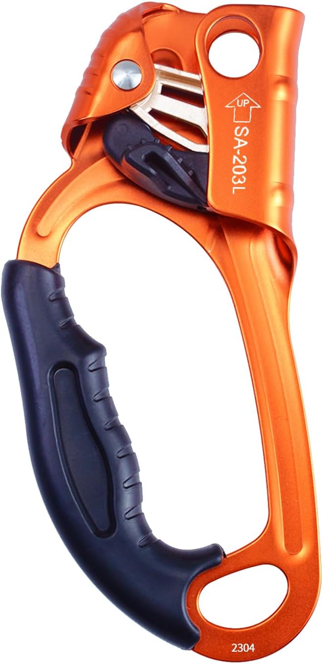 UIAA & CE Certified Climbing Rappelling Equip Hand Ascender Left Right Hand for 8-13mm Rope 4kN