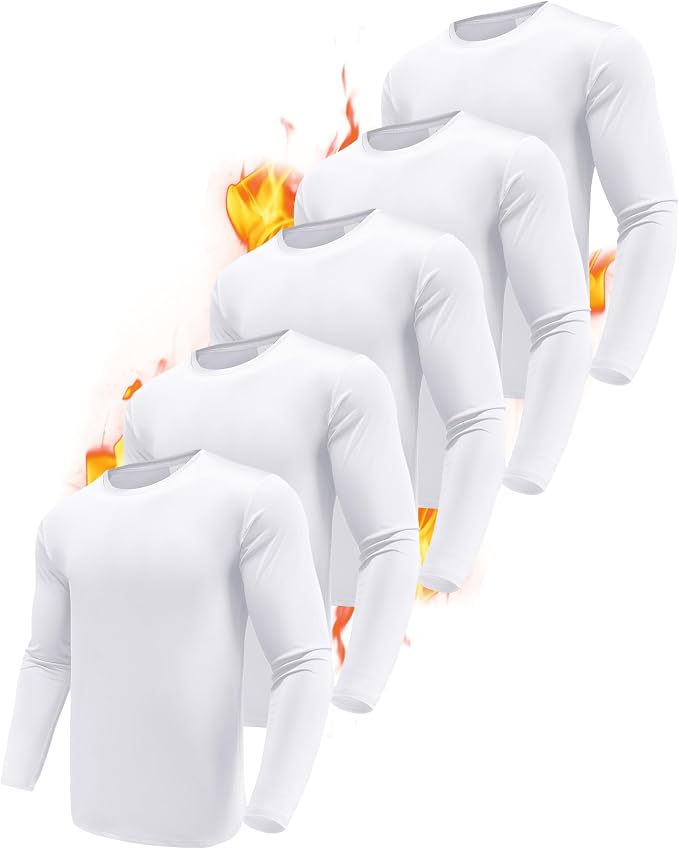 Men's 1, 3 or 5 Pack Performance Long Sleeve T-Shirts, UPF 50+ Sun Protection Shirts, Athletic Gym Workout Shirts for Running