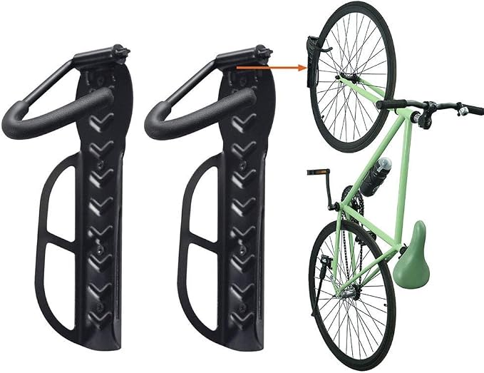 Wallmaster Bike Rack for Garage 2-Pack Bike Hooks Bike Hanger Wall Mount & Bike Ceiling Lift Hoist Hanger Storage Rack