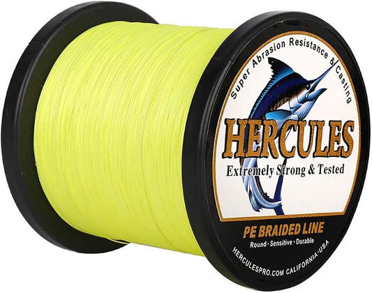 HERCULES Cost-Effective Super Strong 4 Strands Braided Fishing Line 6LB to 100LB Test for Salt-Water, 109/328 / 547/1094 Yards (100M / 300M / 500M / 1000M), Diam# 0.08MM - 0.55MM, Hi-Grade