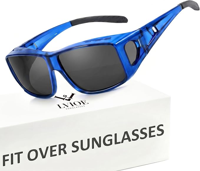 LVIOE Over Glasses Sunglasses Wrap Around Polarized Sunglasses for Men Women Fit Over Prescription Glasses with UV Protection