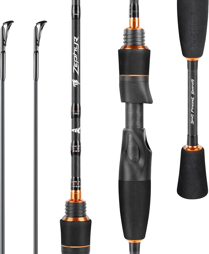 KastKing Zephyr Finesse Fishing Rods | IM6 Graphite, Extra Twin-Tip, 3pc Travel Design, Ultra-Light Lure Casting, Stainless Steel Guides with Zirconium Rings