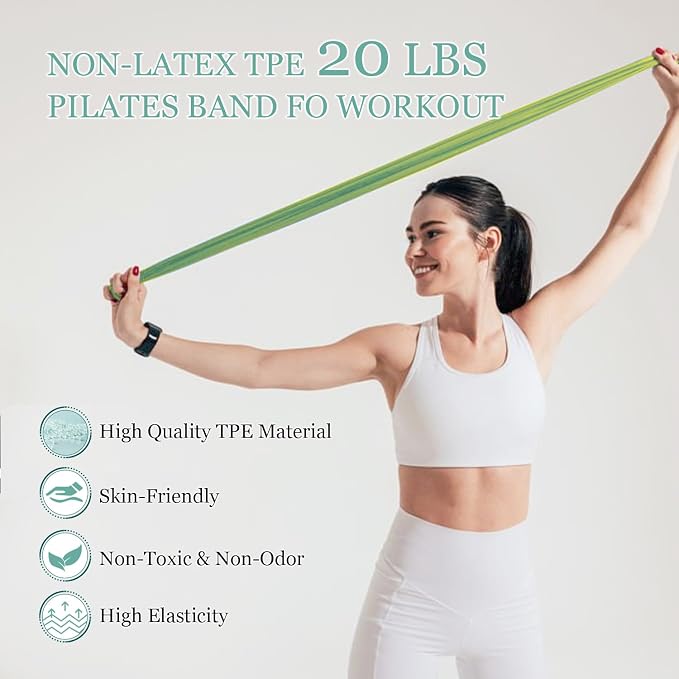 HIMESPORNER Pilates Equipment Kit for Home Workout, Pilates Ring and Ball Set with 2.2lb *2 Dumbbells, Fabric Resistance Bands, Tape Measure, Bag, Pilates Essentials Accessories for Women Yoga