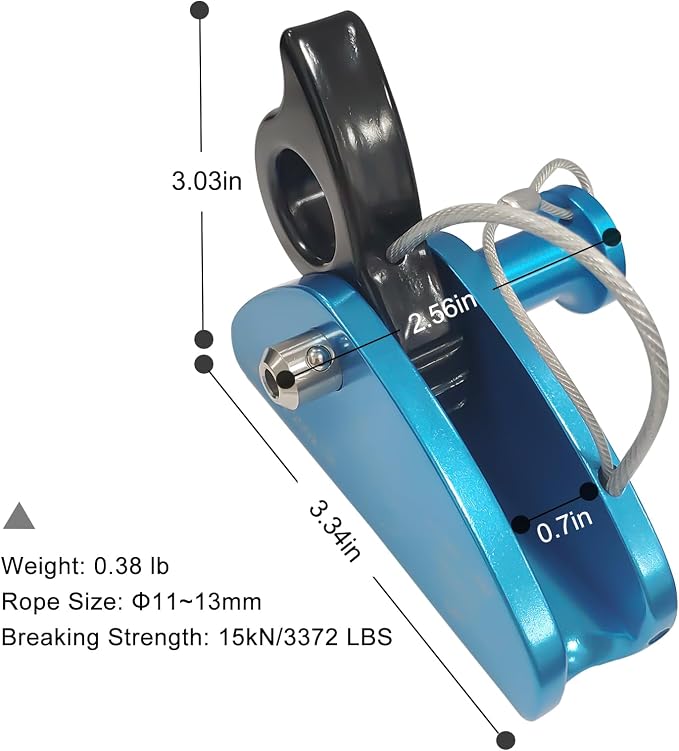 Detachable Climbing Ascender 15kN Rope Grab Ascender, Flip Line Adjuster, Fall Protection Belay Device for Rock Climbing,Tree Arborist/Fit for 11~13 MM Rope