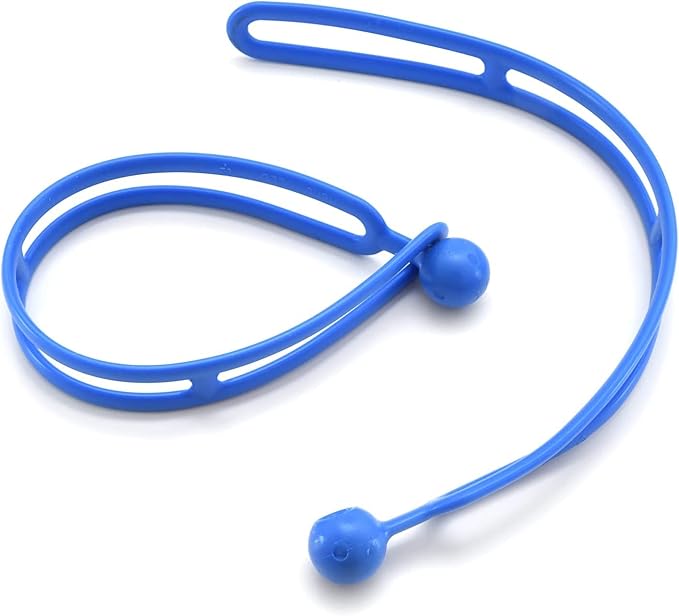 BluBird Rapid Tie Adjustable Strap, 15" Expandable Heavy Duty Indoor Outdoor Ball Ties Cord (UV Resistant, No Recoil Like Bungee Cord, Made in USA) - Blue - 10pk