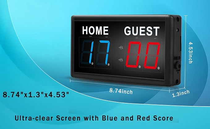 Score Keeper Portable Led Digital Electronic Scoreboard with Remote for Sports Games Volleyball Table Tennis Baseball Basketball Scoreboards Home Guest (1.8inch)