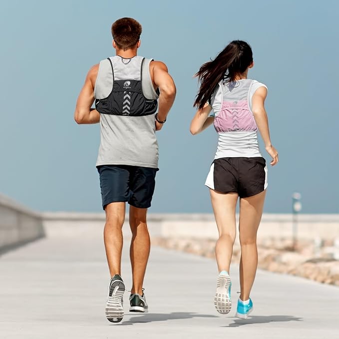 Lightweight Running Vest with 2pcs 500ml Water Bottle for Men Women, Reflective Water Vest Hydration Pack Hydropack for Hiking, M/L