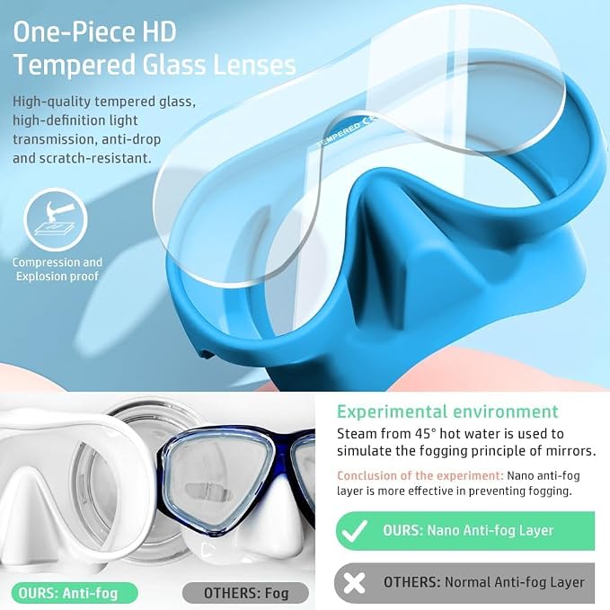 2 Sets Snorkeling Gear for Adults, Snorkel Set Adult Panoramic View, Anti-Leak Anti-Fog Scuba Diving Mask with Mesh Bag, for Portable Professional Diving Snorkeling Set