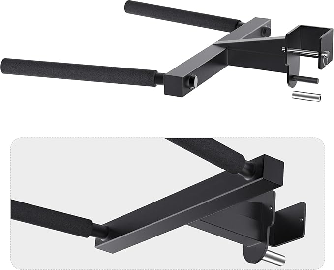 SELEWARE Squat Rack Attachment, Y-Shaped Dip Bar Attachment, Nordic Hamstring Curl Attachment and Lever Arms for 2x2 or 3x3 Power Rack with 5/8" or 1" Hole, Power Cage Accessories for Home Gym