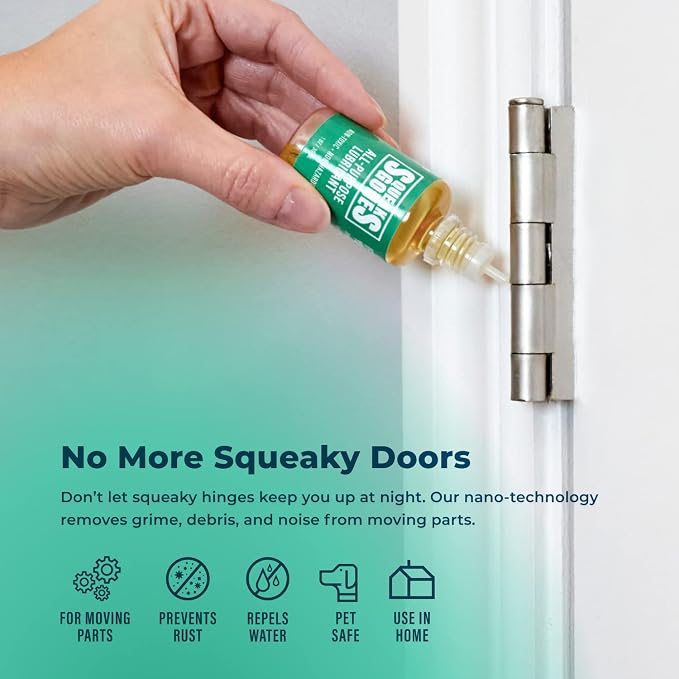 PlanetSafe Lubricants SqueaksGone Lubricant - 1 oz - Squeak Fix - Hinge Oil/Garage Door Lubricant - Sewing Machine Oil/Bike Chain Lube - for Squeaky Sliding Lock - Made in the USA