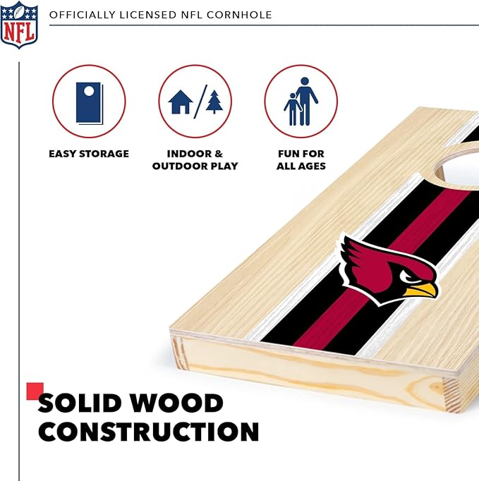 NFL Football Portable Size 1' x 2' Solid Wood Cornhole Set with Direct Print HD Team Graphics – Travel Size