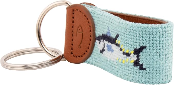 Leather Hand-Stitched Needlepoint Key Fob or Key Chain