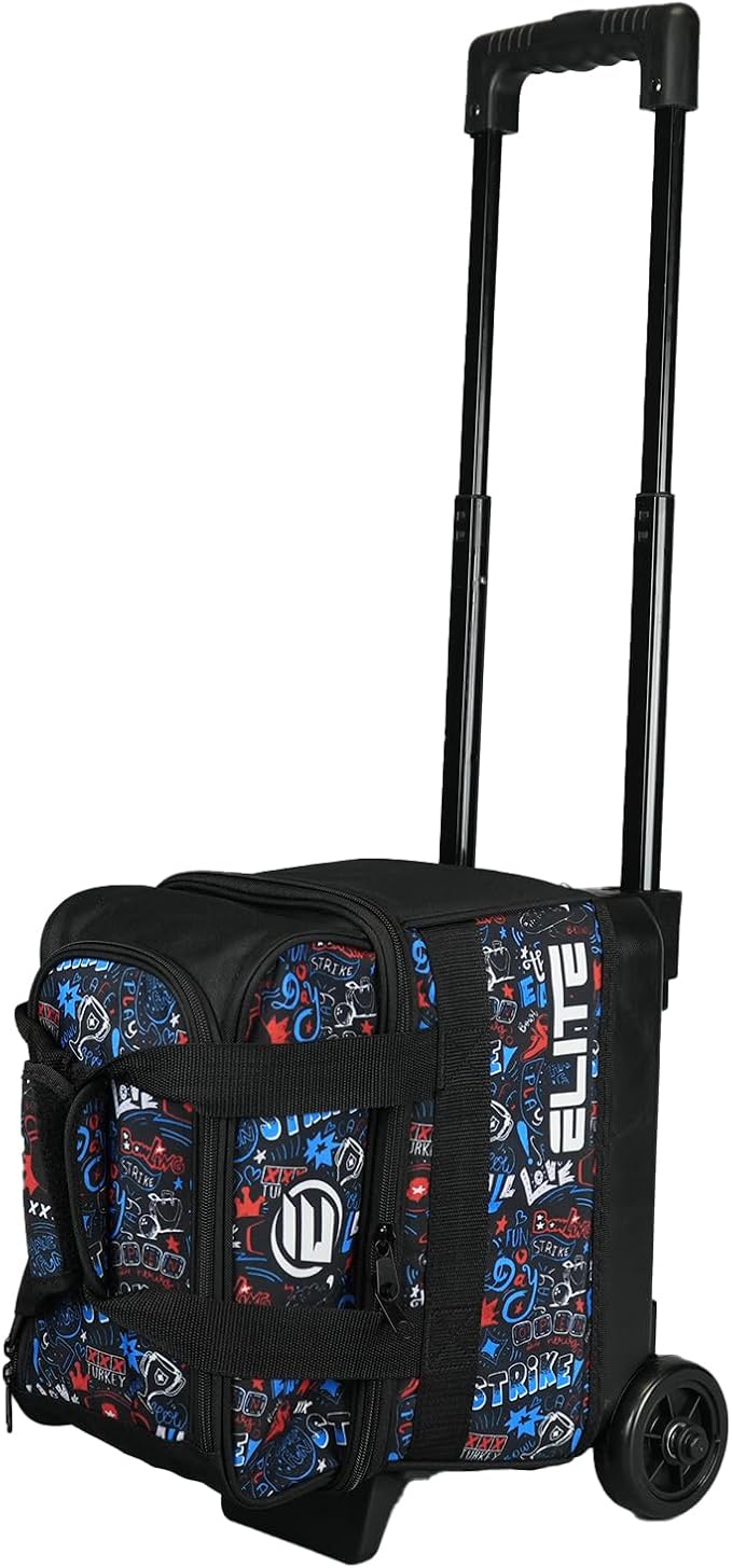 ELITE Basic Single Roller Bowling Ball Bag | Multiple Colors | Fits Up to Size 10.5 Shoes | Compact Design | Bowling Bags With Wheels