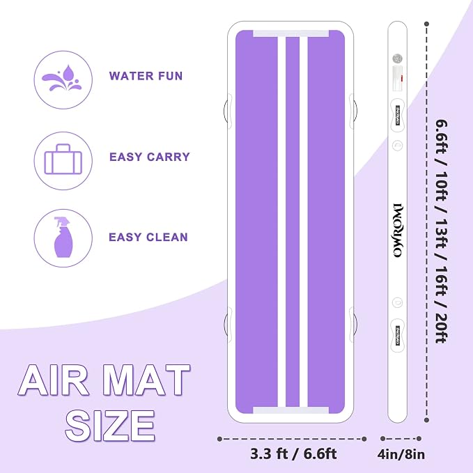 Inflatable Air Gymnastics Mats for Tumbling, 10ft/13ft/16ft/20ft Tumble Track Tumbling Mats for Kids, 4/8 Inches Thick Training Mat with Electric Pump Gymnastics Equipment for Kids Mat