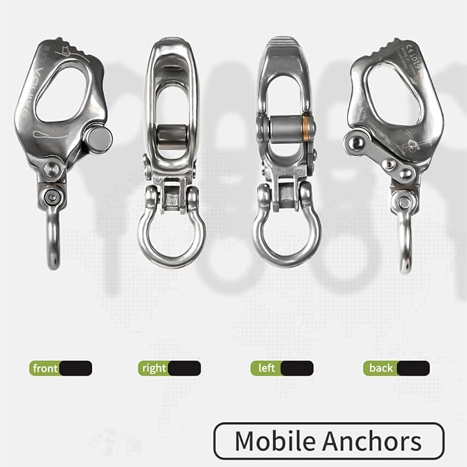 Adjustment Mobile Anchor, Stainless Steel Descender, Rock Climbing Area Restraint for Working at Height