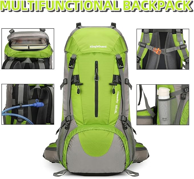 70L Camping Hiking Backpack with Rain Cover Waterproof Backpacking Backpack for Hiking Treeking Climbing Outdoor