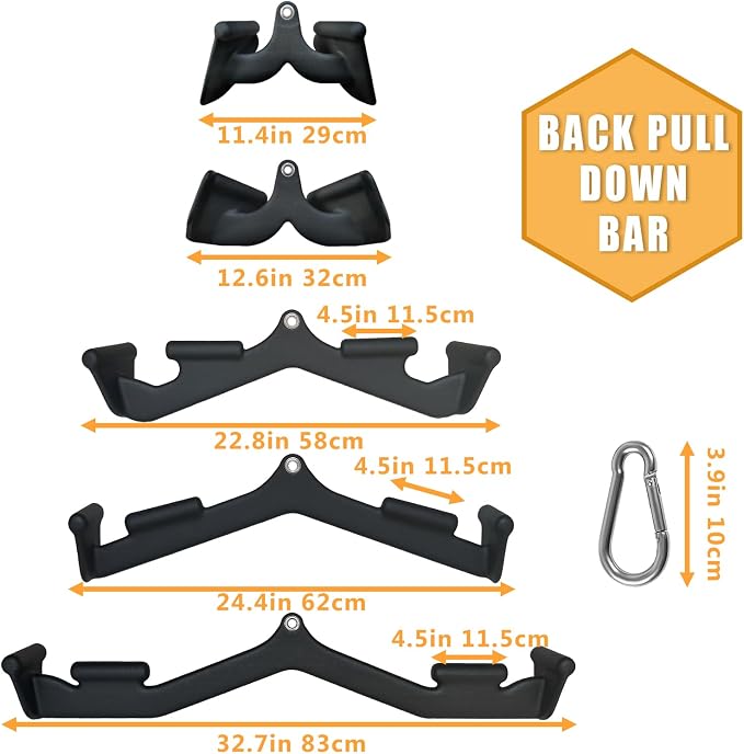 BLUSLM Lat Pull Down Bar T bar Row Attachment, V Bar Tricep Lat Pulldown Attachments, Back Strength Training Bar for Home Gym Exercise Cable Machine Attachments