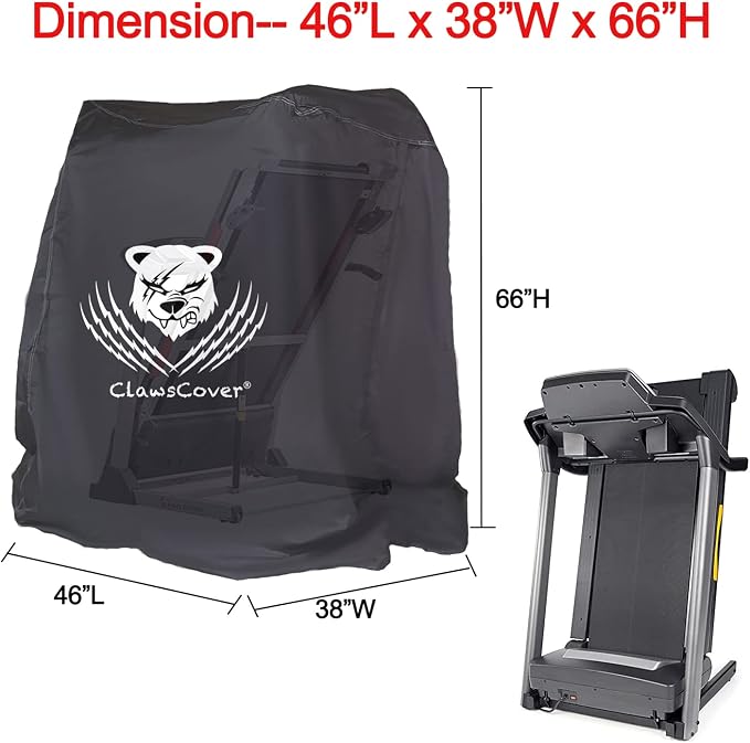 ClawsCover Treadmill Cover Waterproof Dustproof Running Machine Cover Exercise Workout Equipment Protective with Windproof Drawstring and Air Vents for Home Gym Indoor Outdoor