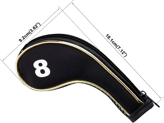 Andux Gold Golf Iron Club Head Covers No. on Both Sides Long Neck with Zipper 12pcs/Set