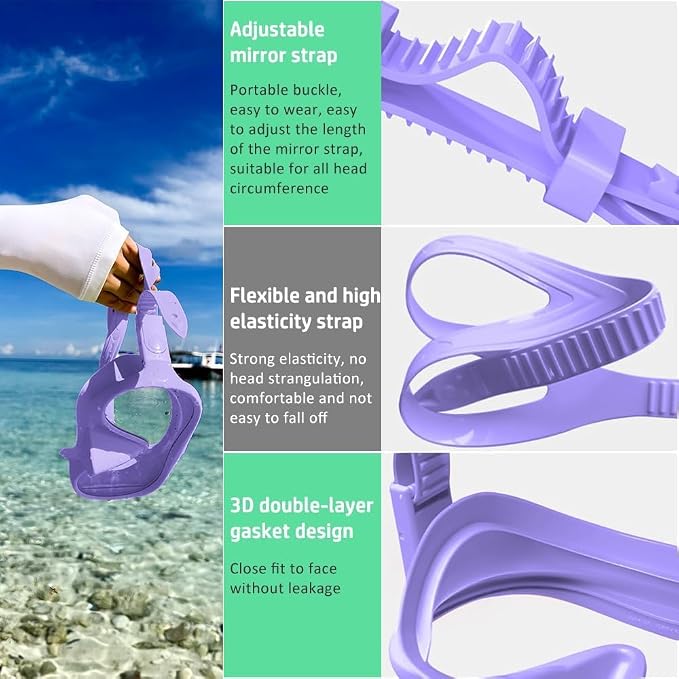 2 Sets Snorkeling Gear for Adults, Snorkel Set Adult Panoramic View, Anti-Leak Anti-Fog Scuba Diving Mask with Mesh Bag, for Portable Professional Diving Snorkeling Set