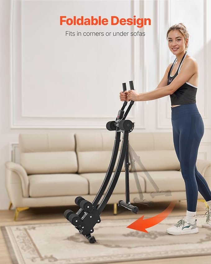 VEVOR AB Workout Machine, Ab Workout Equipment at Home Gym, Core & Abdominal Trainers for Women, 440 lbs Weight Capacity Strength Training Ab Cruncher, Foldable Adjustable Fitness Exerciser