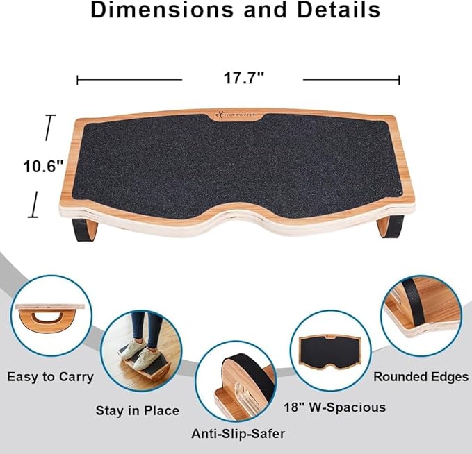 StrongTek Single-Leg Balance Board and Rocking Foot Rest Set, Single-leg ankle trainer with carry bag and exercise guide plus 18 in rocking wood foot rest for balance and desk use