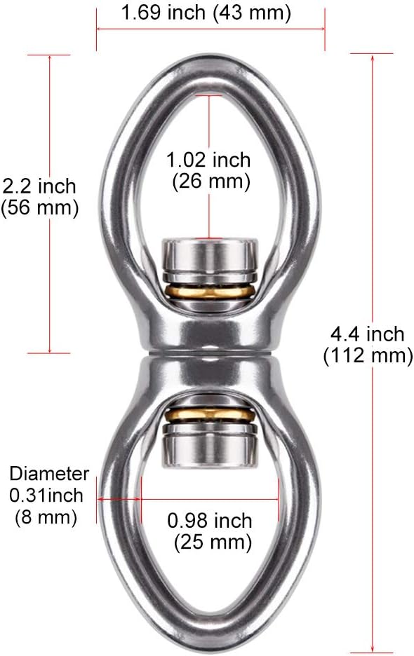 Dolibest Swing Swivel with 2 Bearing,Safest Rotational Device Hanging Accessory for Aerial Silks Dance, Web Tree Swing, Yoga Sets Hanging Hammock 800LB Capacity