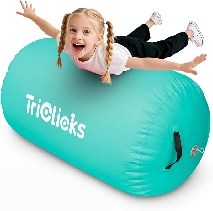 Triclicks Gymnastics Barrel Inflatable Air Roller Barrel Tumble Track Equipment Octagon Mat for Backhandspring Trainer Yoga Cheerleading Home Use Gym Without Pump