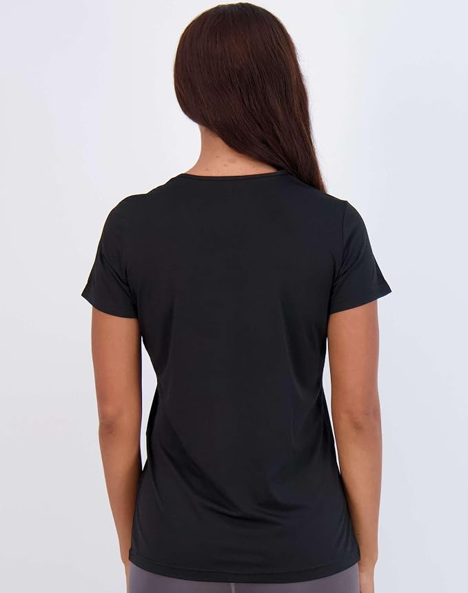 Real Essentials 5 Pack: Women's Short Sleeve T-Shirts Workout Tops Fitness Pilates Gym Activewear Athletic (Plus Available)