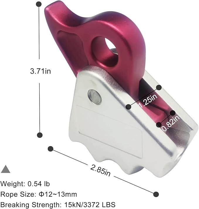 Detachable Climbing Ascender 15kN Rope Grab Ascender, Flip Line Adjuster, Fall Protection Belay Device for Rock Climbing,Tree Arborist/Fit for 11~13 MM Rope