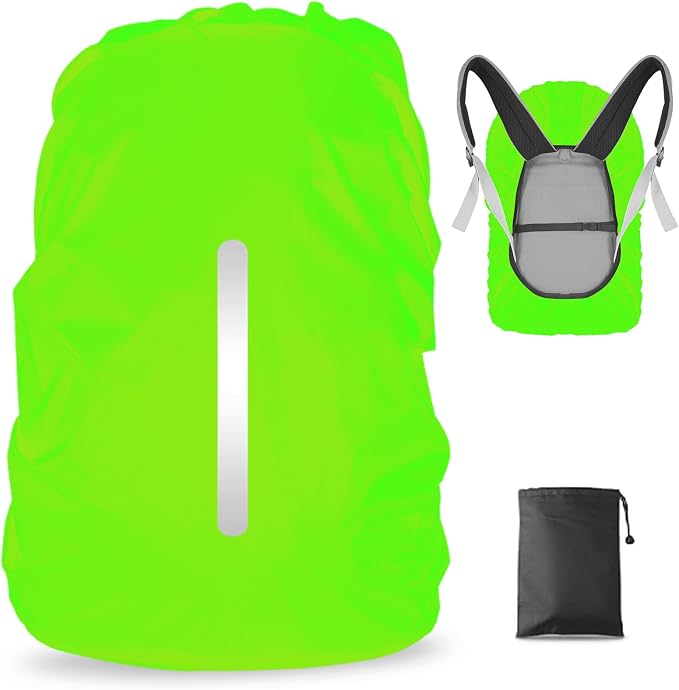 LAMA Waterproof Rain Cover for Backpack, Reflective Rucksack Rain Cover for Anti-Dust/Anti-Theft/Bicycling/Hiking/Camping/Traveling/Outdoor Activities,L Size (for 45L-55L Backpack), 1 Pcs Green