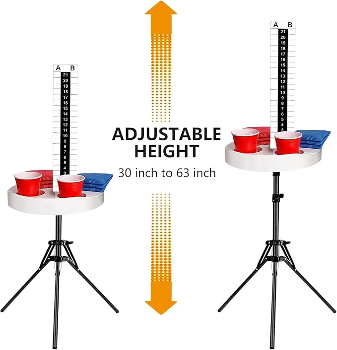Cornhole Scoreboard with Drink Holders, 2 Sets Cornhole Score Keeper with Adjustable Foldable Tripod Stand, Magnetic Markers Corn Hole Game Accessories for Backyard, Outdoor Games