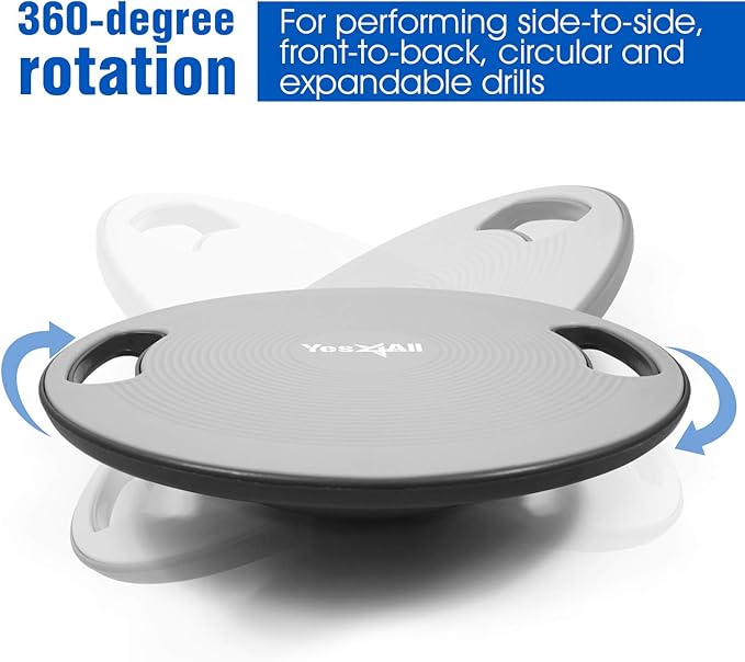 Yes4All Wobble Balance Board, Plastic Stability Trainer with Handles for Standing Desk, Core Training & Home Gym Workout