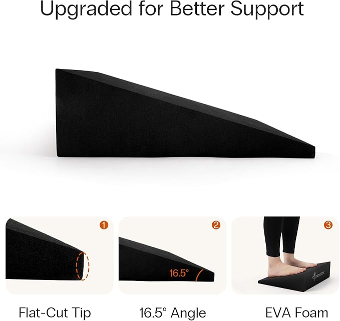 StrongTek XL Yoga Wedge & Foot Stretcher Set – Extra-Large Foam Incline Blocks + Plantar Fasciitis Relief Stretcher