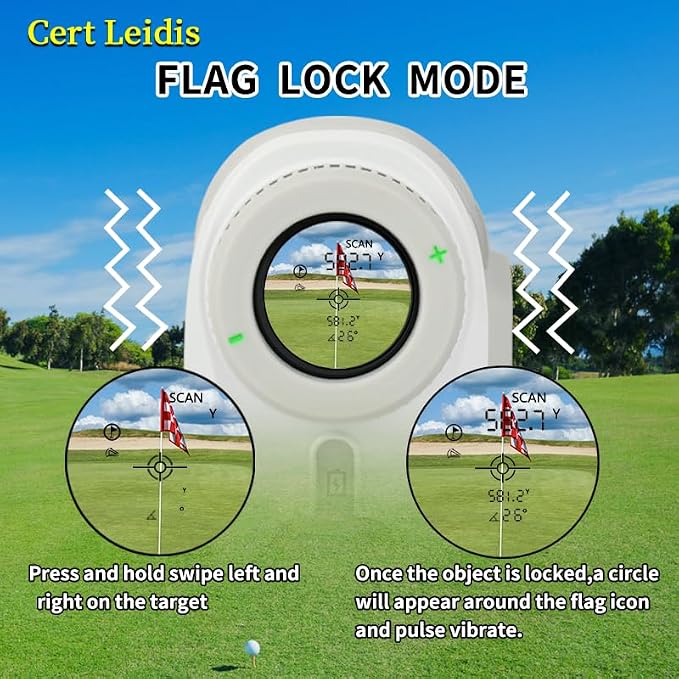Golf Rangefinder with Slope, 1500 Yards Laser Range Finder Golfing, 6X Magnification with Slope Switch, Flag Pole Locking Vibration,Rechargeable with Magnet Stripe, Range Finders for Golfers & Hunting