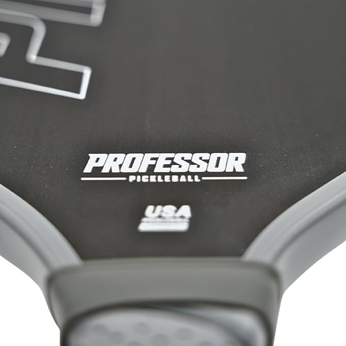 Professor PhD Raw Carbon Fiber Premium Pickleball Paddle Racket - USA Pickleball Approved - Honeycomb Core - Power & Control