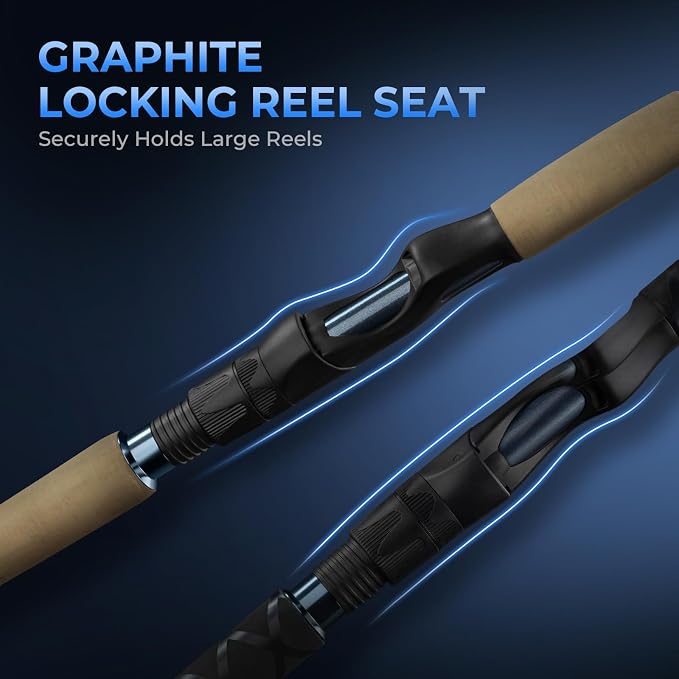 KastKing ReKon Saltwater Spinning Rod, KastFlex IM6 Carbon Graphite Blank, Zirconium Ceramic Guides, Graphite Locking Reel Seat, Oversized Drop Shot Hook Keeper, 2-Piece PTS, Saltwater Fishing