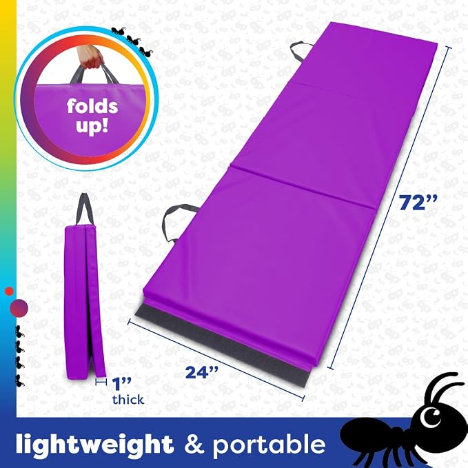 Antsy Pants Tumbling Mat for Kids – Gymnastics Mat, Easy to Clean, Sturdy, Foldable Tumbling Mats, Padded, Lightweight, Portable, Gymnastics Equipment for Active Play