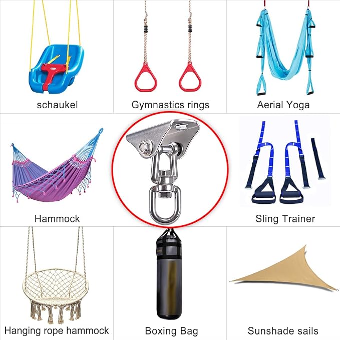 BeneLabel Swing Hanger 304 Stainless Steel Ceiling Swing Mount 1000 LB Capacity Swings Hardware 360° Swivel Hook for Yoga Punching Bag, Hammock Chair, Porch Swing, Hanging Chair