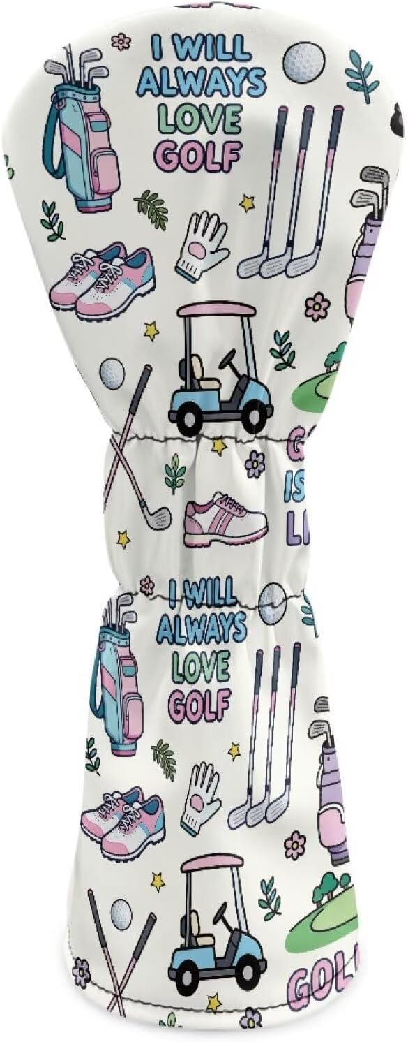 Rnyleeg Golf Club Head Covers for Women Driver Head Cover Leather Fairway Wood Headcover Hybrid Headcovers for Golf Clubs