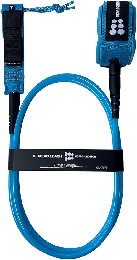 SIXPACK ACTION Classic Surfboard Leash, 6ft/7ft/8ft/9ft Pro Comp Surf Leash, Leg Rope with Superior Anti-Slip Cuff and Flexible Horn Connector